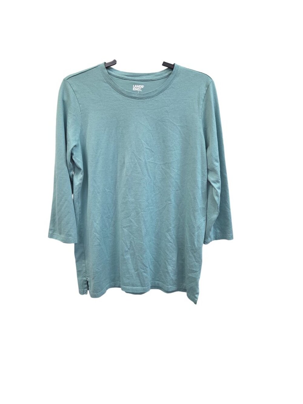 Lands End Womens 3/4 Sleeve Tunic Top Small Teal 100% Cotton 4425
